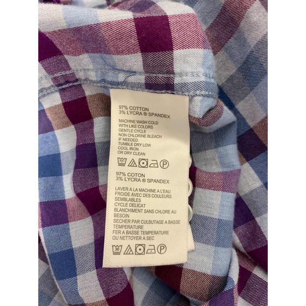 Tommy Bahama Men Size M Blue Purple Plaid Long Sleeve Button Front Shirt - Picture 7 of 9